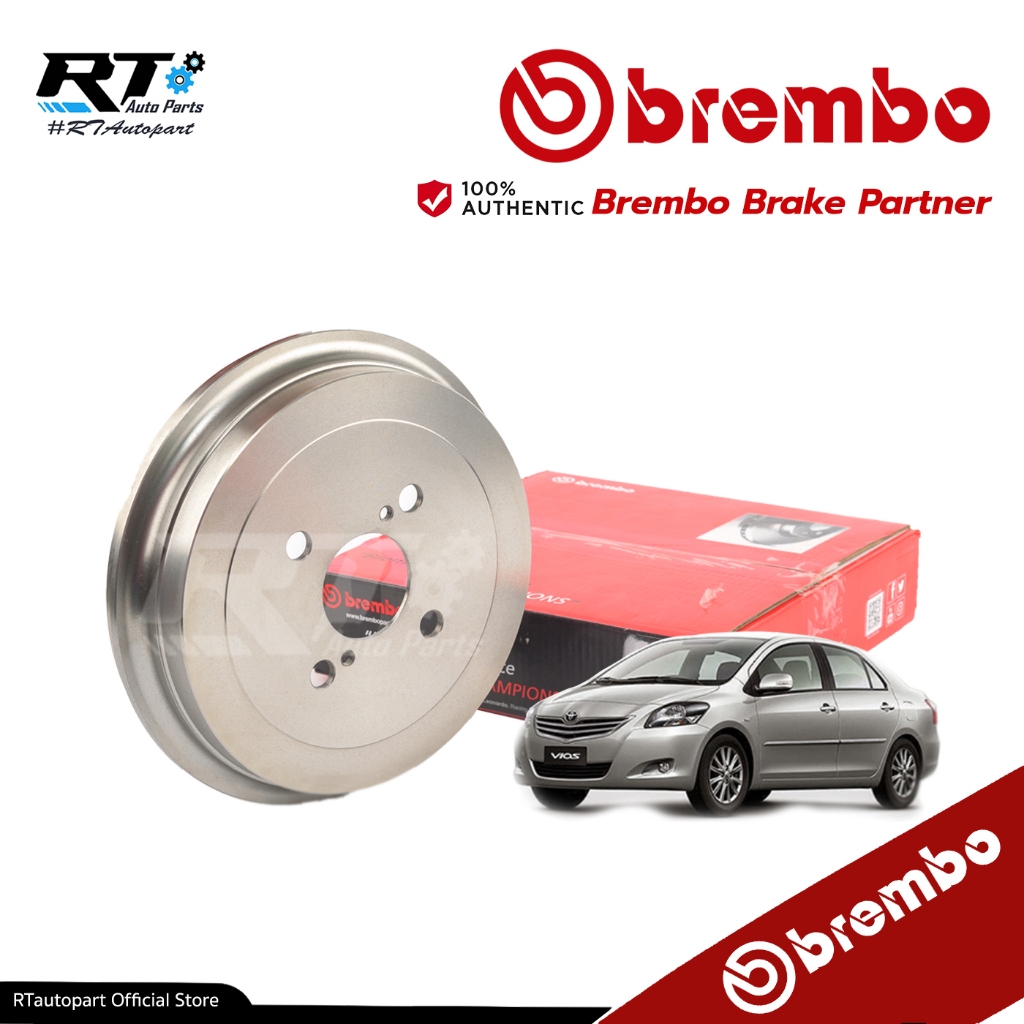 Brembo จานดรัมเบรคหลัง Toyota Vios NCP93 ปี07-13 Yaris NCP91 ปี05-13 / จานดรัมเบรค จานเบรค วีออส ยาริส / 14 E277 10