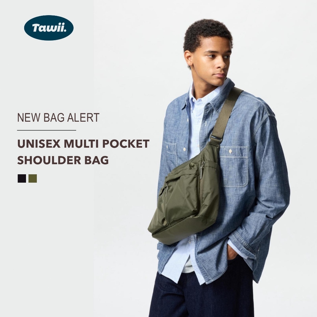 Tawii. กระเป๋าสะพายข้าง กระเป๋าใส่คอมพิวเตอร์ ผ้าไนลอนหนา  กันน้ำ Unisex