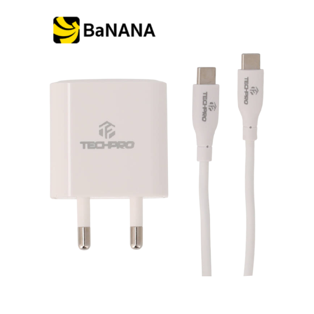 อะแดปเตอร์ TECHPRO Wall USB Charger 1 USB-C (PD20W) พร้อมสายชาร์จ USB-C to USB-C Cable 1M. by Banana IT