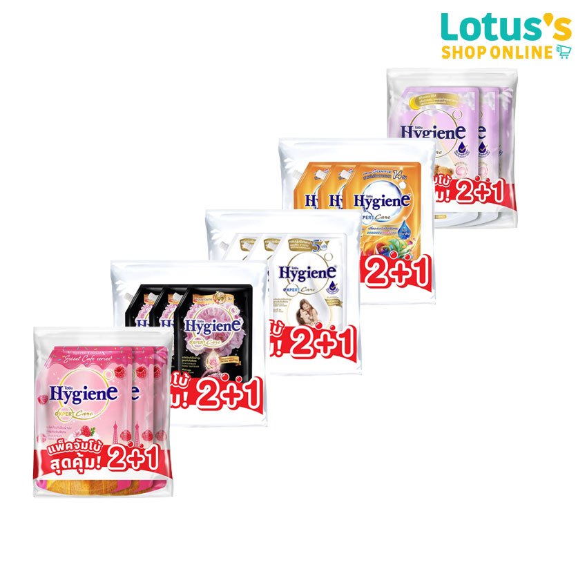 ไฮยีน เอ็กซ์เพิร์ท แคร์ น้ำยาปรับผ้านุ่ม สูตรเข้มข้น 1000/1100 มล. (แพ็ค 2+1) HYGIENE FABRIC SOFTENER EXPERT CARE