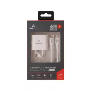 [โปรโมชั่นราคาพิเศษ] อะแดปเตอร์ TECHPRO Wall USB Charger 1 USB-C (PD20W) + USB-C to Lightning Cable 1M. by Banana IT