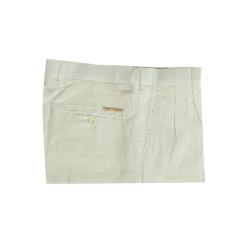 Hazard กางเกงทำงานขายาวมีจีบ ผ้า Linen Silk (ลินิน) สีขาว (80)