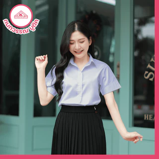 เสื้อนักศึกษาหญิง ขาวนวล แขนสามเหลี่ยม เข้ารูป หลังแหลม/สามเหลี่ยม