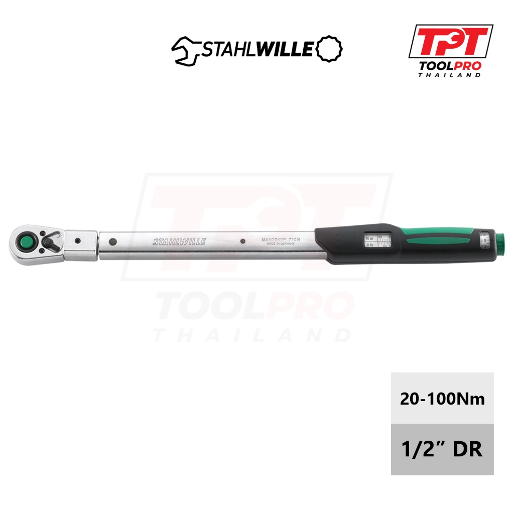 Stahlwille ประแจปอนด์ 1/2", 20-100Nm, MANOSKOP® 730NR/10QR FK Torque Wrench (96502110)