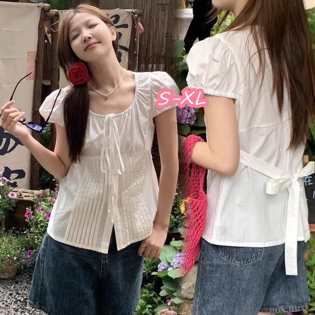 STYLE#เสื้อเชิ้ตแขนสั้นผู้หญิง ไซส์ใหญ่ ดีไซน์สีขาว เสื้อคาร์ดิแกนบล็อกเนื้อและสลิมมิ่ง ไซส์เล็ก “w569”