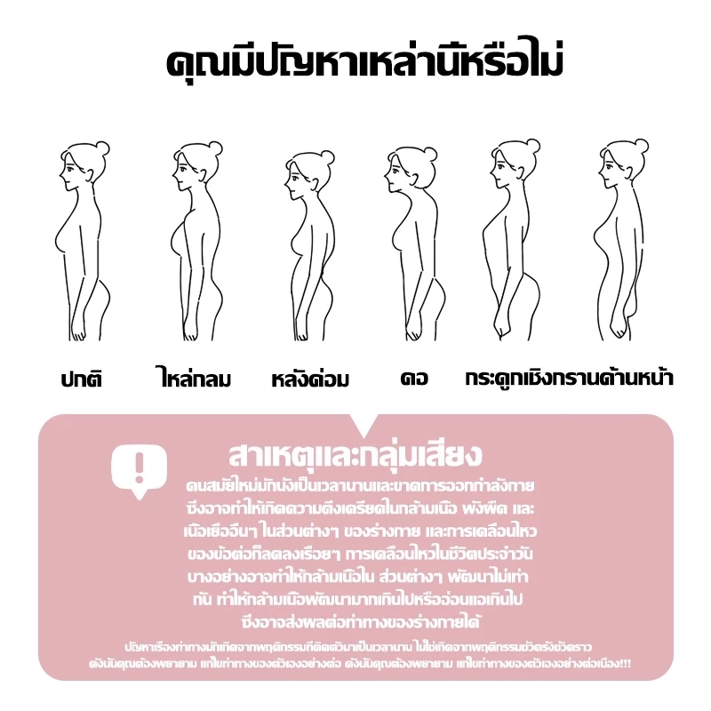 【ส่งจากไทย】ตัวช่วยแก้หลังค่อม สายรัดพยุงหลัง เข็มขัดพยุงหลัง หลังงอ ปรับสรีระให้ดีขึ้น Size S-M-L - รูปที่ 3