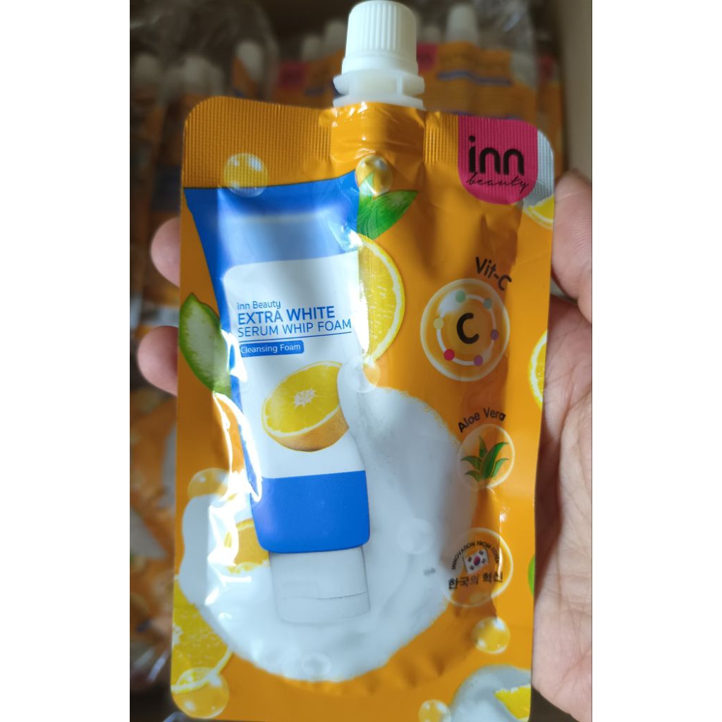 วิปโฟมล้างหน้า inn Beauty อินน์ บิวตี้ เอ็กซ์ตร้า ไวท์  เซรั่ม วิปโฟม  ทำความสะอาดผิวหน้าแบบล้างออกจบปัญหาผิวหมองคล้ำ