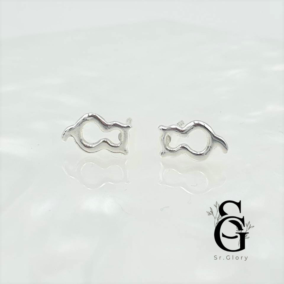 Sr.Glory ต่างหูเงินแท้ 92.5% ต่างหูแมวเงินแท้ทั้งหมด สไตล์มินิมอล  พร้อมแป้นต่างหูเงินแท้