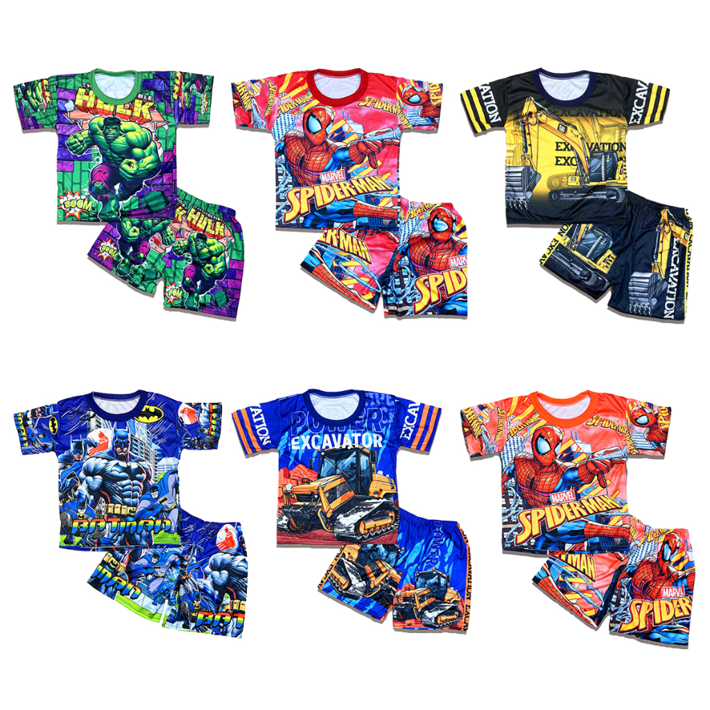 ชุดเด็กผู้ชาย งานผ้ามัน การ์ตูนสุดฮิต Size M สกรีนสวยผ้ามัน 2-4 ขวบ