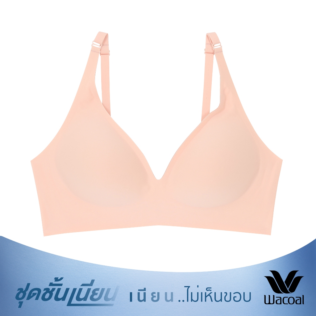 Wacoal Mood ชุดชั้นเนียน บราไร้โครง Smart Size ฟองน้ำบาง รุ่น MM1X72 สีส้ม (OR)