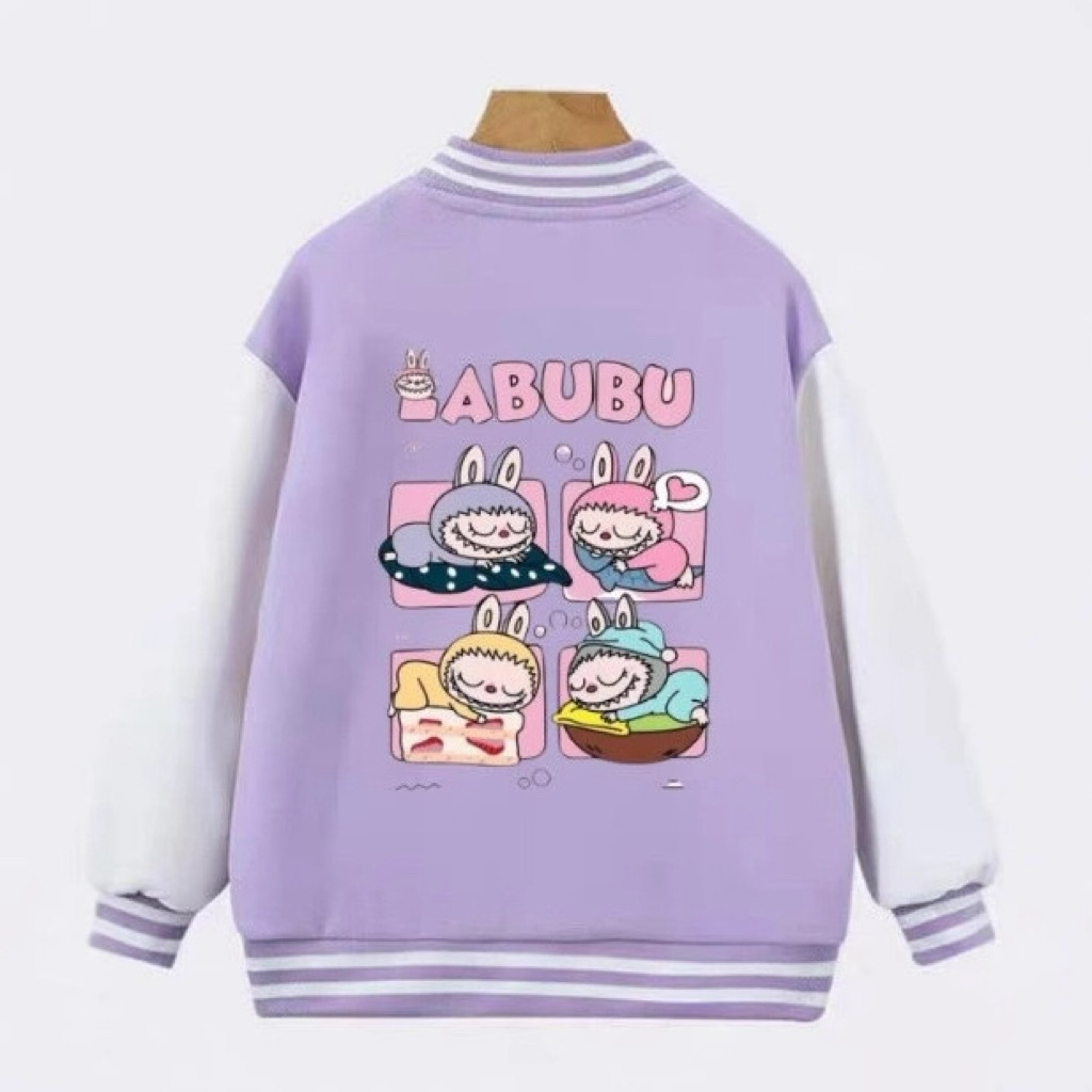 พร้อมส่งในไทยเสื้อแจ็คเก็ตเด็ก เสื้อคลุม กันหนาว กันลม กันแดด สำหรับเด็กผู้หญิง ผ้าcotton ลายการ์ตูนลาบูบู้LABUBU