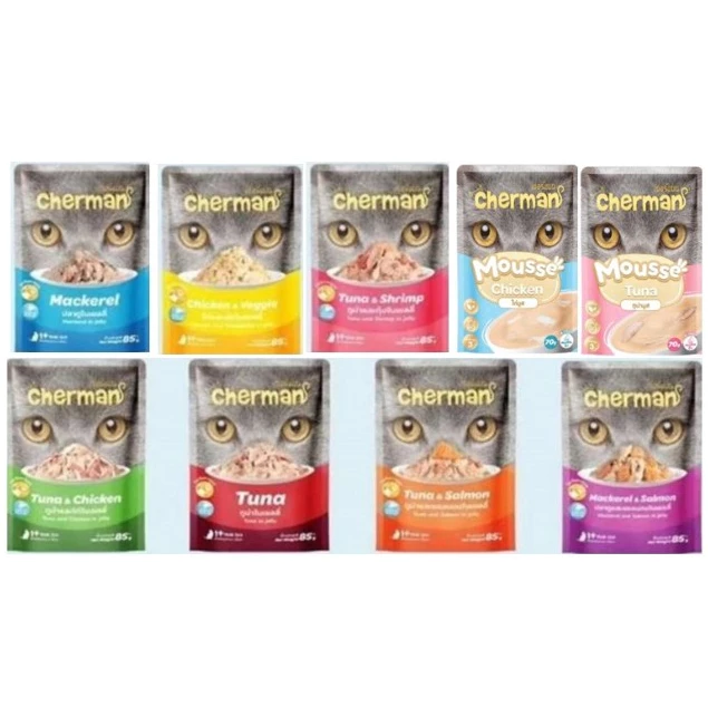 Cherman เชอร์แมน อาหารแมวเปียก ชนิดซอง 85 กรัม [12ซอง]*โปรดอ่านรายละเอียดก่อนสั่งซื้อ