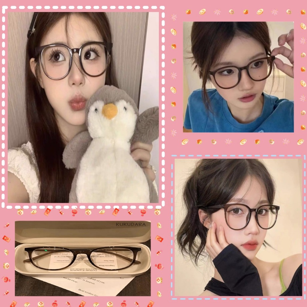 COD👓แว่นสายตาสั้น👓-0~400°  กรอบแว่นตา แว่นป้องกันแสงสีฟ้า กระจกแบนกรอบใหญ่น้ำหนักเบาเป็นพิเศษ แว่นกรองแสง
