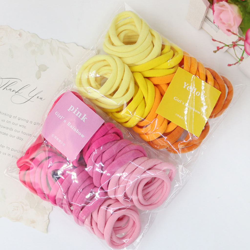 YIYIHOME ยางรัดผม ยางมัดผม ที่รัดมผม ที่มัดผม ไล่เฉดสี  สีสันสดใส เส้นนุ่ม ความยืดหยุ่นสูง 1ถุง/50เส้น - รูปที่ 5