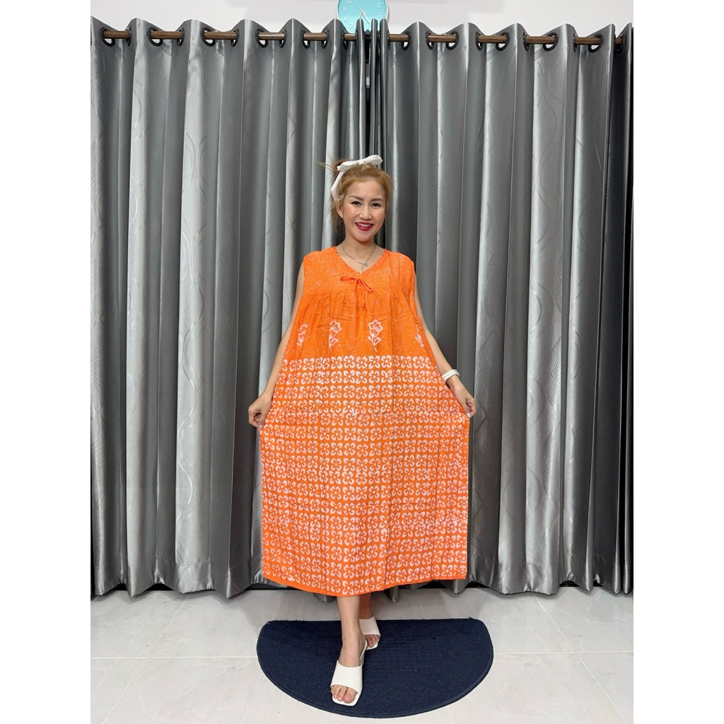 ชุดนอนผ้าบาติก รุ่นคอวีหยักแขนกุด อก 46“ ผ้าแมมเบิดบาติก เลือกลายไม่ได้ ราคา ถูกที่สุด ดีลบีเคเค แกลเลอรีภาพที่ 5