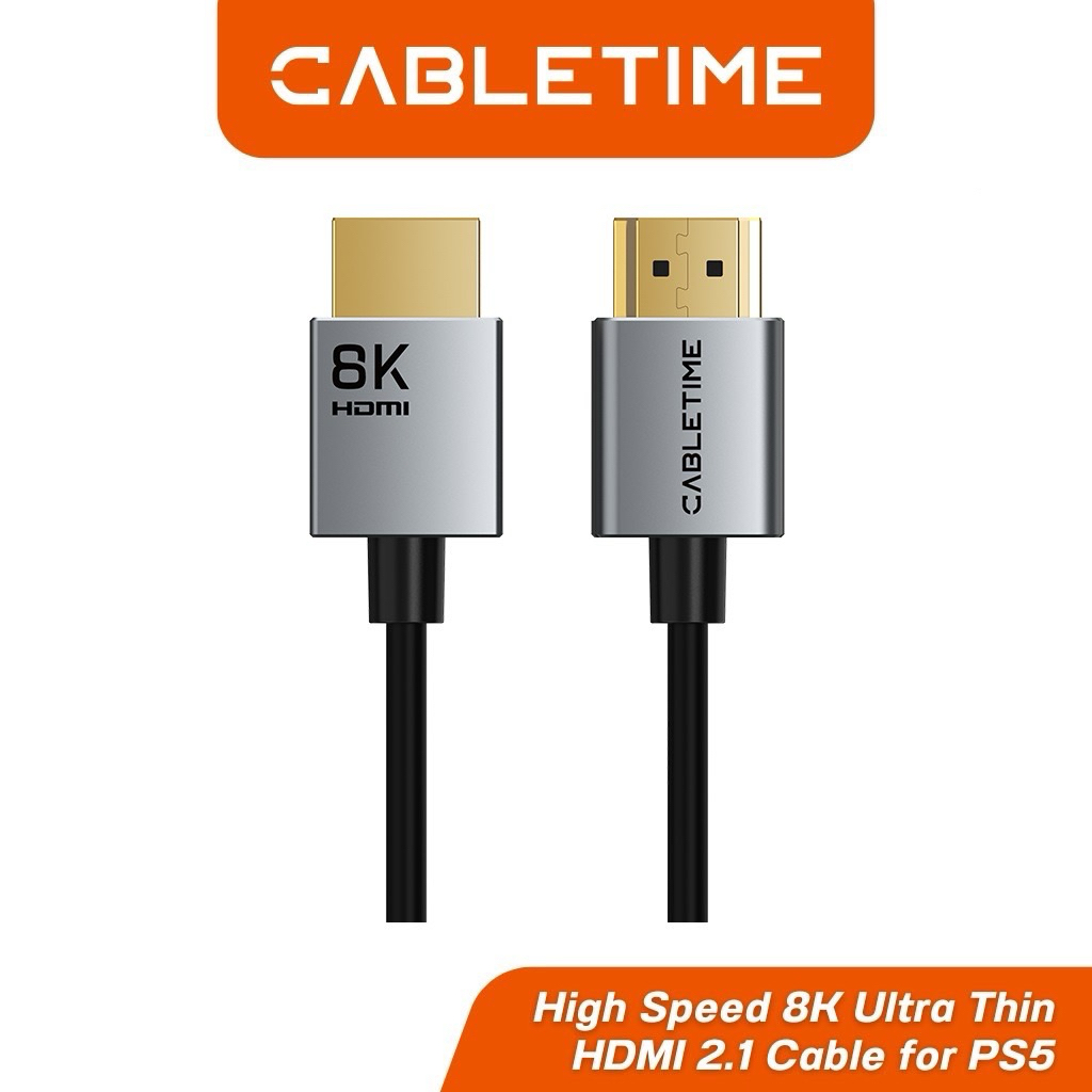 CABLETIME CH14 สายอ่อน สายบาง HDMI 2.1 8K60Hz OD 3.8mm สำหรับ PC TV PS5 1.5M Ultra Slim Cable suppor