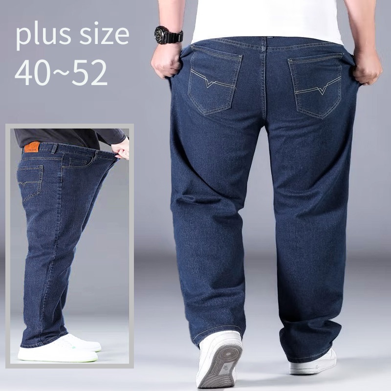 plus size กางเกงยีนส์ชาย ขนาดใหญ่ กางเกงยีนผู้ชาย กางเกงยีนผู้ชาย ทรงหลวม ผ้ายืด รุ่นบาง นุ่มและสบาย