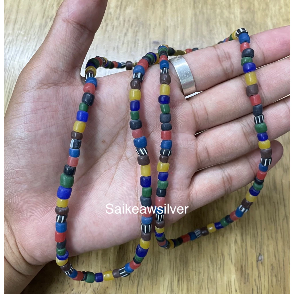 สร้อยคอลูกปัดหินสีสวยงาม สร้อยคอหินลูกปัดสองศตวรรษ สร้อยคอลูกปัดทราวดี สร้อยคอลูกปัดหินสีล้วน
