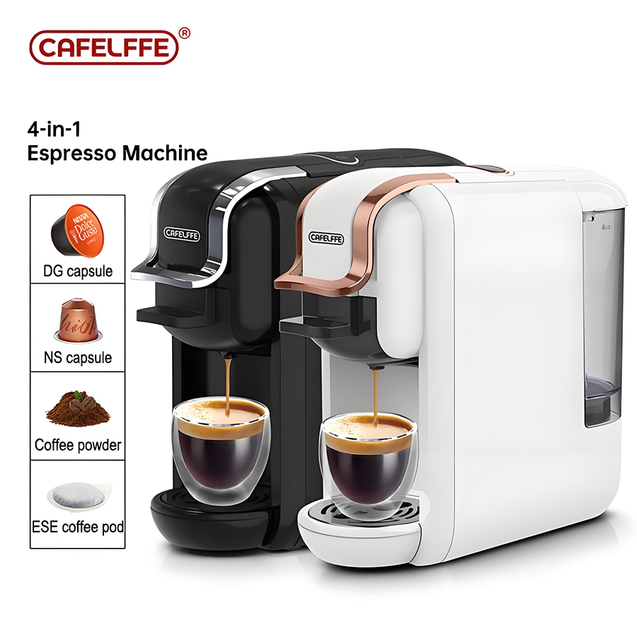 Cafelffe 4 ใน 1 เครื่องเบียร์เย็นและร้อนหลายแคปซูลเครื่องเอสเปรโซ Cappuccino & Latte เครื่องกาแฟ
