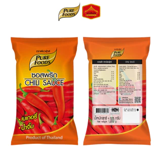 (มีฮาลาล) ซอสพริก ขนาด 1,000 กรัม ตรา เพียวฟู้ดส์ เบเกอรี่ น้ำจิ้ม ซอสสำหรับจิ้มของทอด เฟรนซ์ฟรายส์