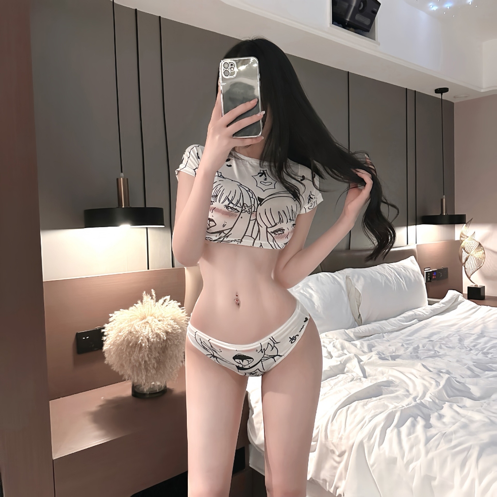 💗Sexy Love💗ชุดยั่วผัว ชุดอ่อยแฟน ชุดนอน 2 ชิ้น ลายการ์ตูน คนอวบ สิ่งล่อใจ ใส่สบาย ผ้าใส่สบาย ส่งไวจากไทย - รูปที่ 3