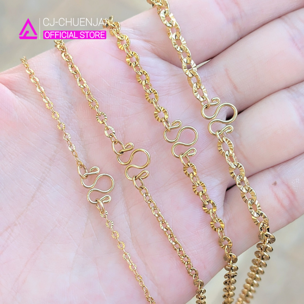 CJ สร้อยคอลายโซ่เพชร สีทอง มี4ขนาด สแตนเลสทองเลเซอร์ ไม่ลอกไม่ดำ