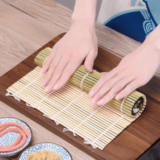 BLIVO ที่ม้วนซูชิ เสื่อม้วนซูชิแบบไม้ เครื่องมือโอนิกิริ ทำจากไม้ไผ่ Sushi Bamboo Roller