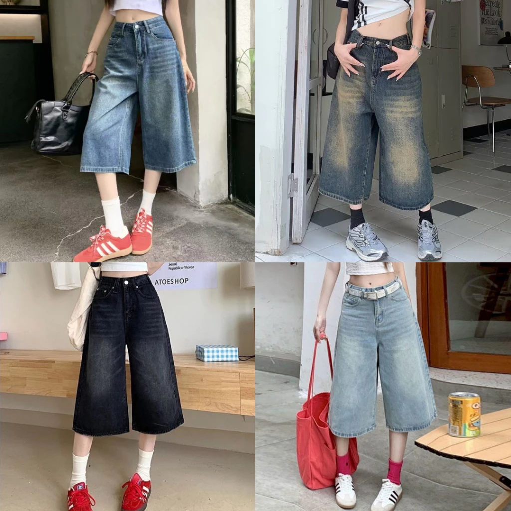 กางเกงยีนส์ขากระบอก S-10XL ทรงหลวมขากว้างใส่ได้ทั้งเอวสูง เอวต่ำ ผ้าใส่สบาย