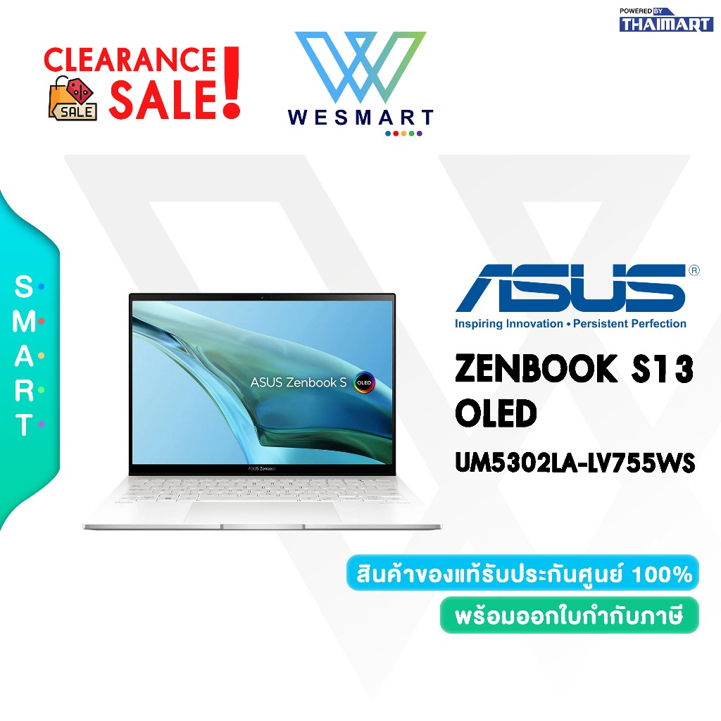 (Clearance) ASUS NOTEBOOK ZENBOOK S13 OLED UM5302LA-LV755WS : Demo ตัวโชว์/ประกันศูนย์ ASUS 3Year On