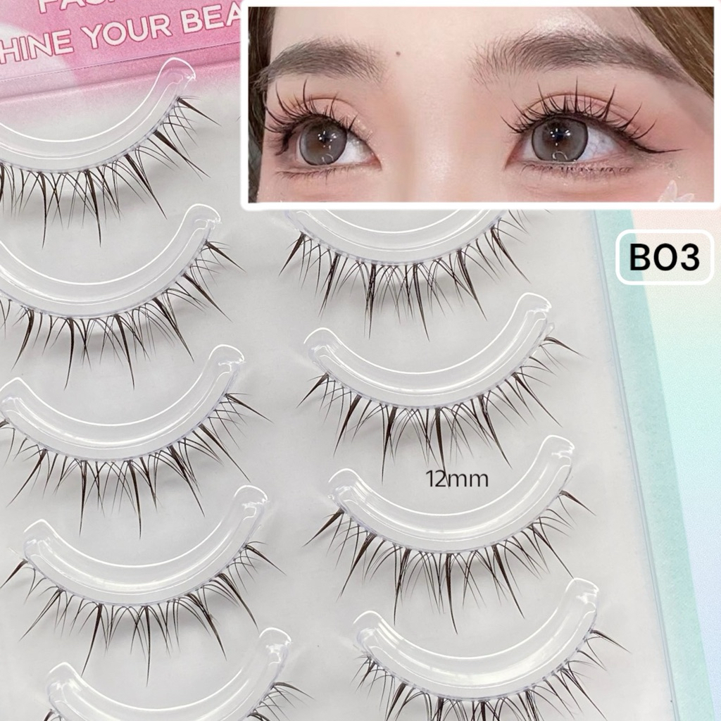 ขนตาปลอม eyelashes ขนตาปลอม BO3  ขนตาแกนใส 5 คู่ ขนตาธรรมชาติ เครื่องสำอาง