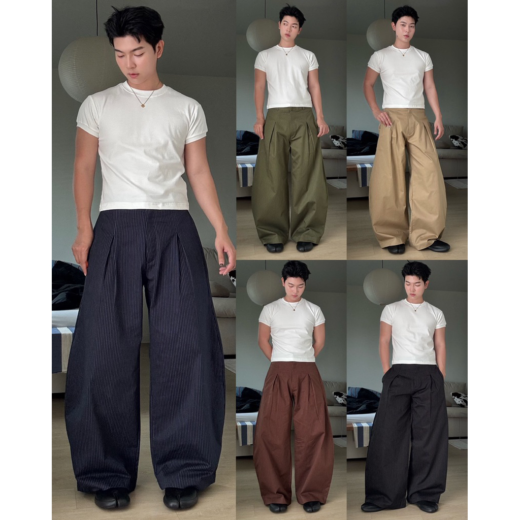 Baggy balloon pants ลายริ้ว