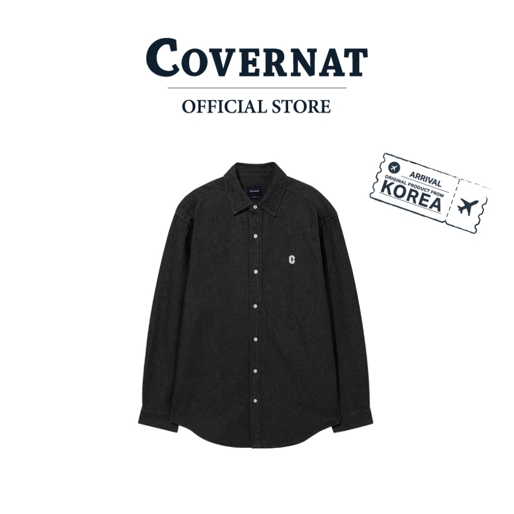COVERNAT เสื้อเชิ้ต รุ่น C Logo Denim Shirt Black (70041SLDLSU_U5BKXX)