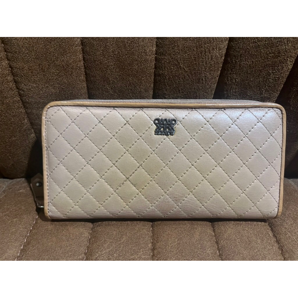 กระเป๋าสตางค์หนังแท้ สีเนื้อแบรนด์Flynowแท้💯