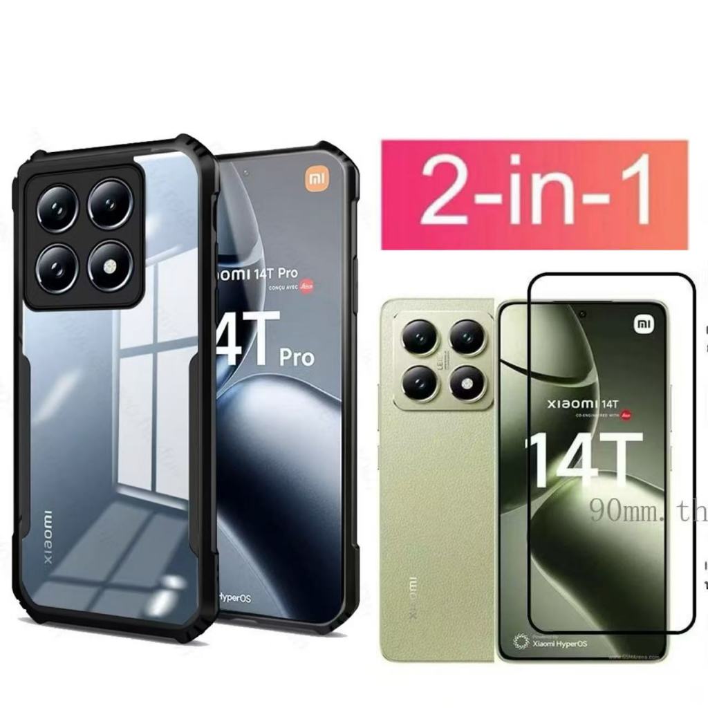 เคสขอบสี หลังใส สำหรับ Xiamo Mi14T Mi14Tpro Mi13T Mi13Tpro Mi11T เคสกันกระแทก Mi14T Mi13T Mi11T Pro