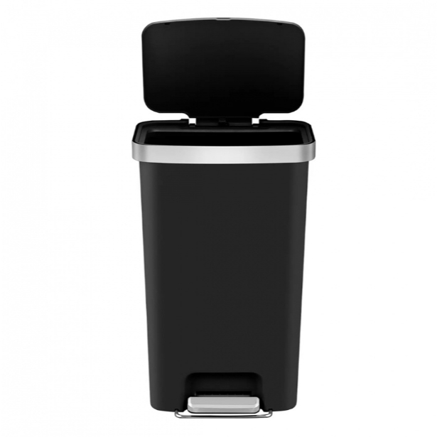 EKO ถังขยะพลาสติกขาเหยียบเหลี่ยม 35 ลิตร รุ่น HANA EK6388-BLK ขนาด 37x31x51ซม. สีดำ