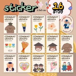 sticker ปัจฉิม ลายเยอะมากๆจ้า แผ่น 16 ดวง 3.5x5 cm สีสวย คมชัด (รหัส st con01)
