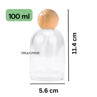【M&P】ขวดแก้วเปล่าใส ขุ่น หัวสเปรย์ ขนาด 30 / 50 /100 ml ฝาไม้จริงทรงกลม