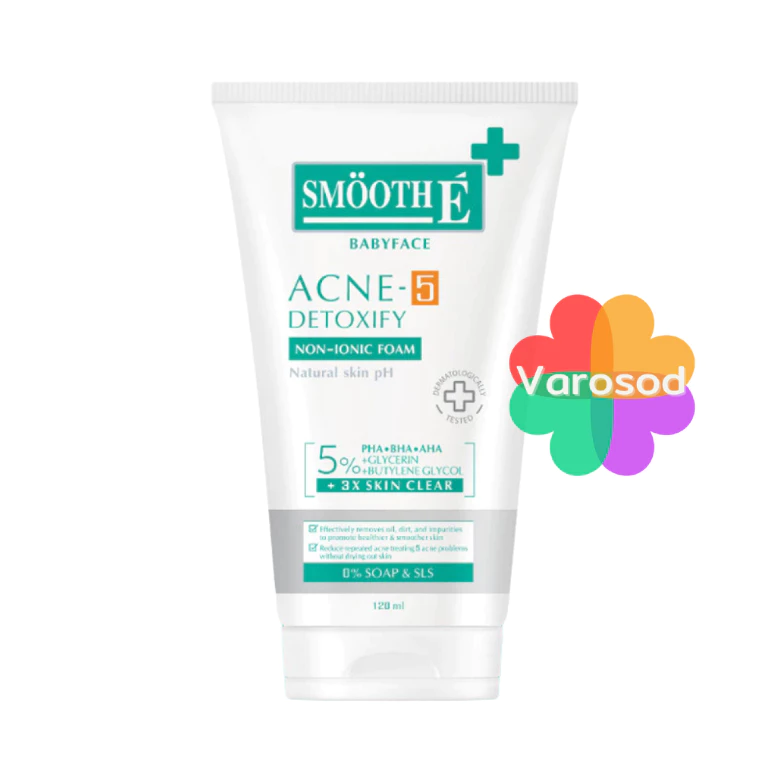 Smooth E Acne-5 Detoxify Non-Ionic Foam [50 ml. / 120 ml.] โฟมล้างหน้าลดสิว เสริมปราการผิวคุมมัน สิว