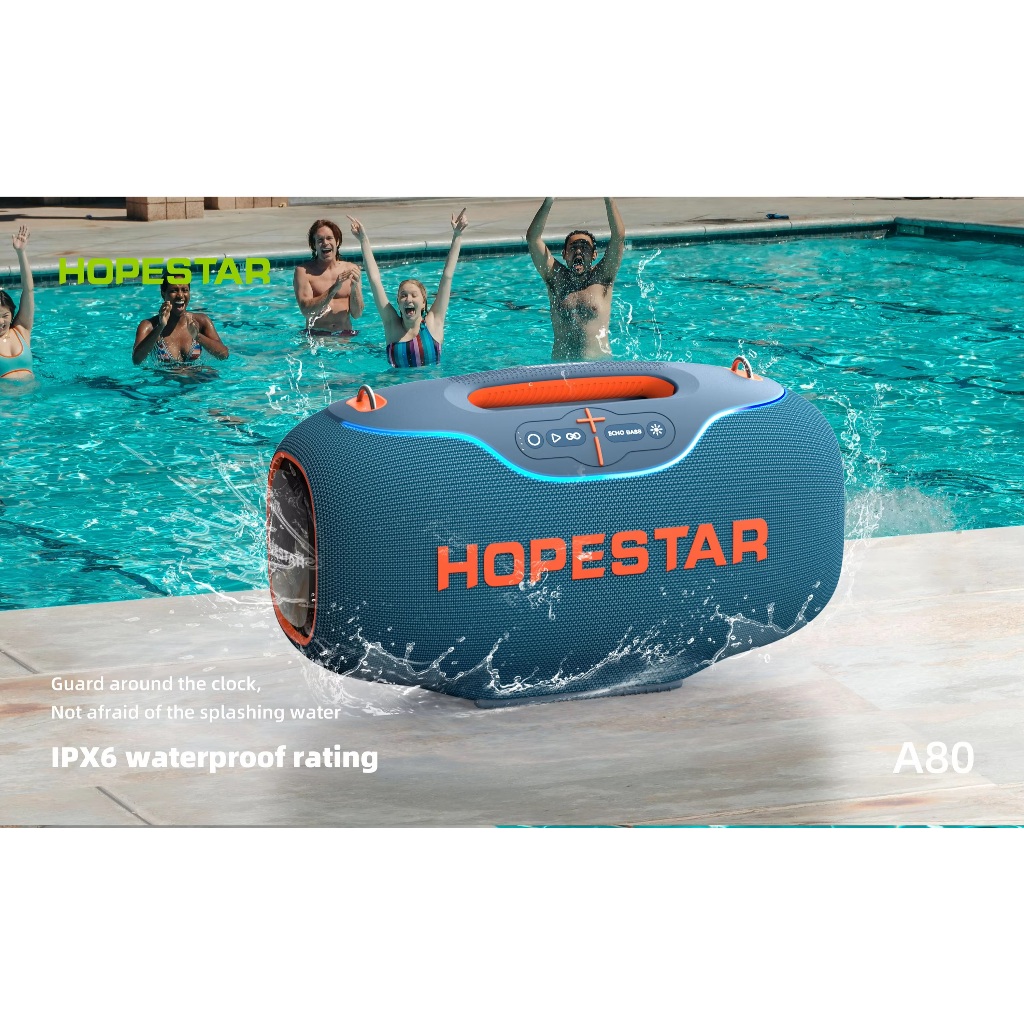 HOPESTAR A80 ลำโพงบลูทูธ 350W |ไมค์ลอย 1ตัว | กันน้ำ IPX6 | ปรับเบส 3 โหมด ของแท้ประกันศูนย์ไทย 1ปี