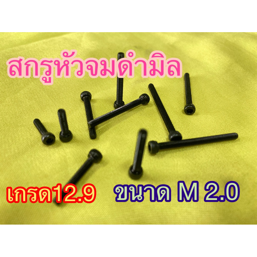 น็อตดำ หัวจม เกรด 12.9 แข็งพิเศษ สกรูชุบแข็งดำ ด้ายละเอียด / Hex Socket Head Cap Machine Screw M2.0