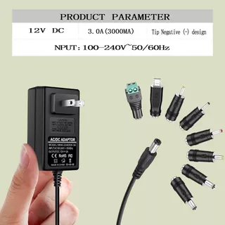 อะแดปเตอร์แปลงพาวเวอร์ซัพพลาย Ac 110-240V Dc 12V 3A 3000mA สําหรับโทรศัพท์ของเล่น สำหรับ IP CAMERA ที่ชาร์จ DC