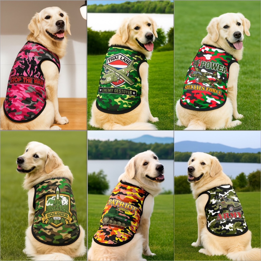 เสื้อหมา ลายทหารสุดฮิต เสื้อหมาพร้อมส่ง ใส่ได้ทั้งหมาแมว แฟชั่นน่ารัก ผ้าดีไม่ร้อน