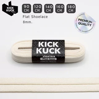 (หนา2ชั้น พรีเมี่ยม ) KICKKUCK (คิกคัก) เชือกรองเท้าสีขาวนม (offfwhite) (แบน)FLAT 90,120.140 ,160,180 cm.
