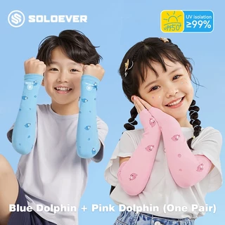 SOLOEVER ปลอกแขนเด็ก ป้องกันรังสียูวี ปลอกแขนพิมพ์ลาย ผ้าเย็น UPF50+, เหมาะสำหรับการเดินทาง, กีฬา