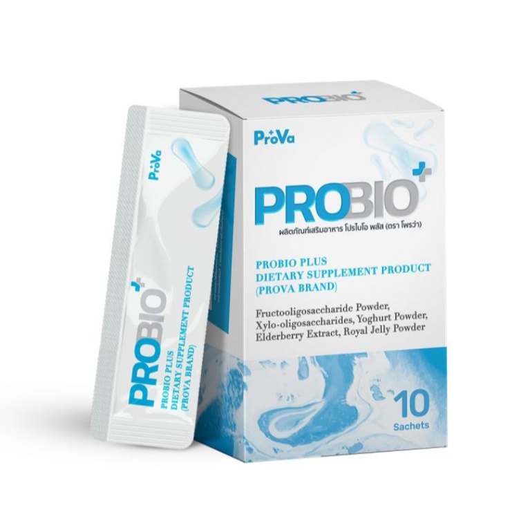 Prova Probio Plus Probiotic โพรว่า โปรไบโอ พลัส จุลินทรีย์ปรับสมดุลลำไส้และระบบขับถ่าย 10 ซอง