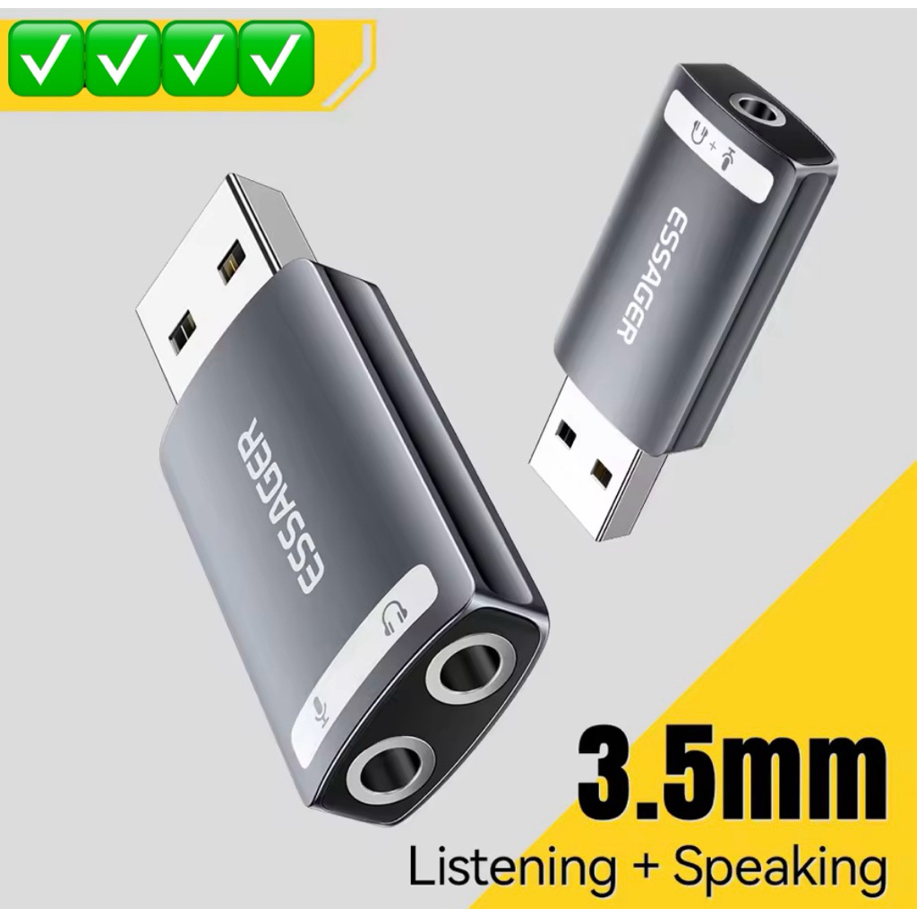 การ์ดเสียง USB ภายนอกการ์ดเสียงขนาดเล็ก USB ถึง 3.5 มม.อะแดปเตอร์เสียงสเตอริโอสําหรับ PS4 PS5 Swittch แล็ปท็อปชุดหูฟัง