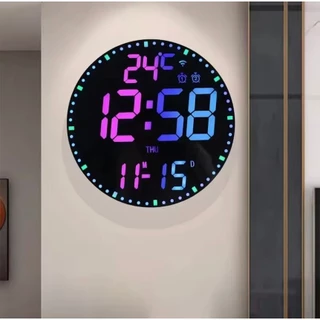 Tuya สมาร์ท Wifi สีสัน LED นาฬิกาดิจิตอลขนาดใหญ่อุณหภูมิวันที่สัปดาห์ Dual นาฬิกาปลุกดิจิตอล12/24 h HomeDecor ระยะไกล