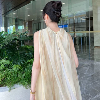 ✨Lady Cecilia Dress - Miida สวยมากกก💫เดรสยาวผ้าพิมลายทางลง ดีเทลคอสูงมีชายผ้าพาดไปด้านหลัง