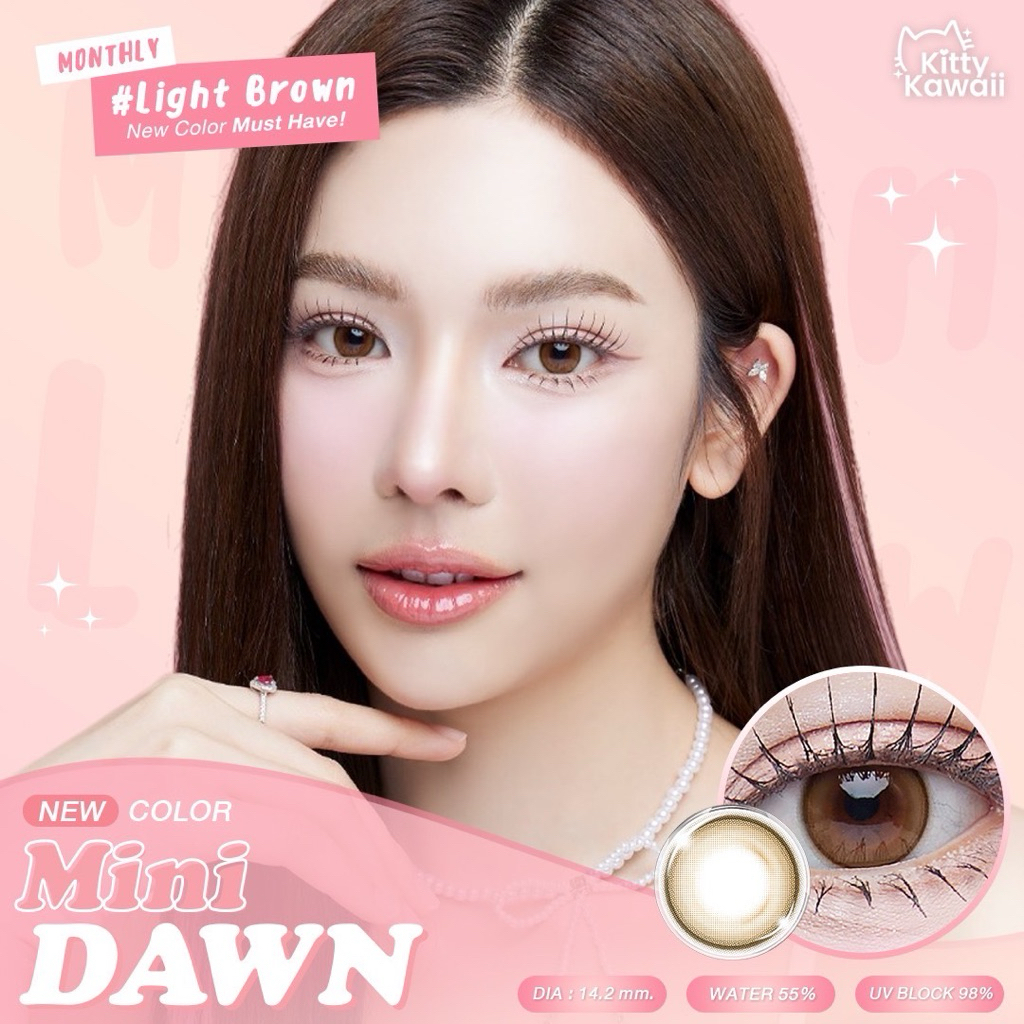 รุ่นวอนยอง IVE ⭐️ คอนแทคเลนส์ Mini Dawn Brown / Gray / Light Brown (Kitty Kawaii) ขนาดมินิ 🌷 - 6