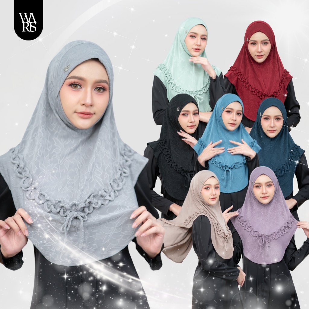 ผ้าคลุมฮิญาบ แบบสวมสำเร็จ ผ้ายืดลายในตัว HN06วาริสมุสลิม